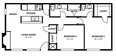 2 Bed | 2 Bath | 1050 sq ft